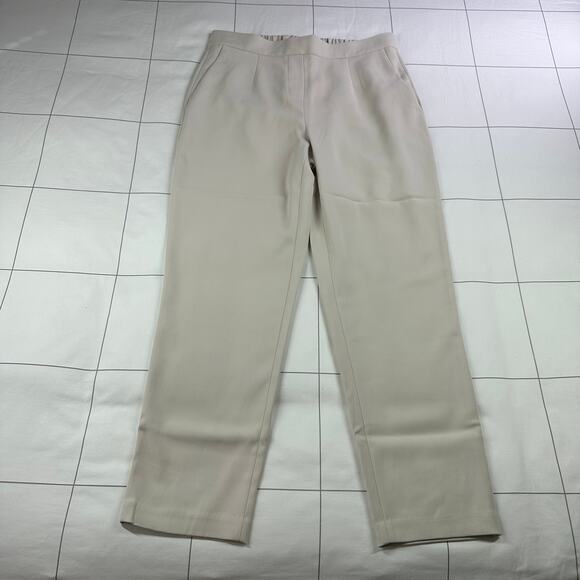 Quince Pants Womens 8 Stretch Crepe Pleated Ankle Sand Trouser New Pull On Work - Picture 3 of 15